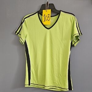 #14 Made for Life Women's V-Neck Lime and Black Tee Medium Ptp21